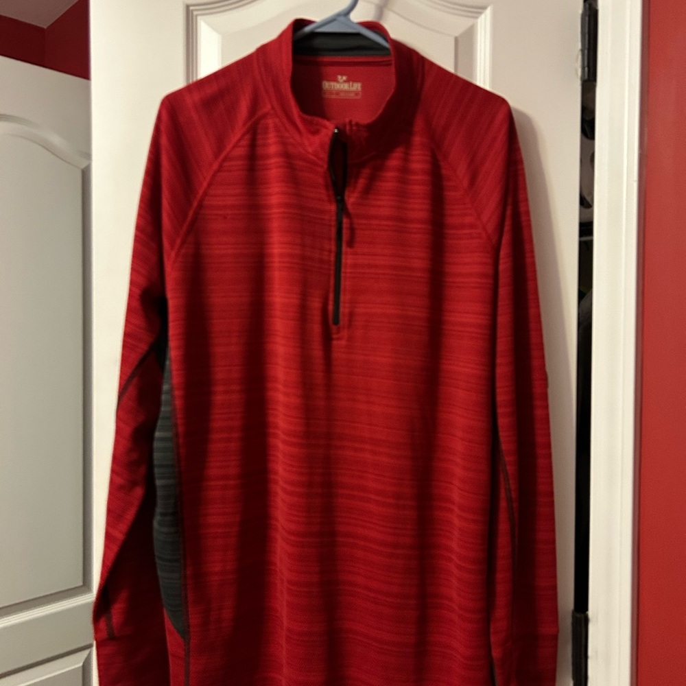 Outdoor Life Red and Black Quarter-Zip Pullover
